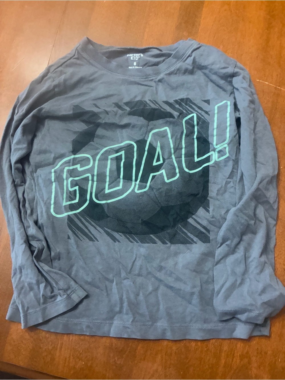 Carter's Gray Long-Sleeve 'GOAL!' Shirt with Teal Graphic